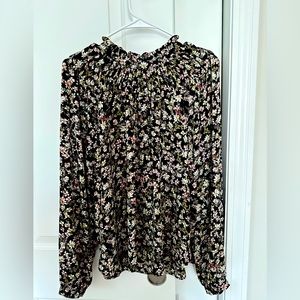 LOFT Floral Smocked Neck Blouse